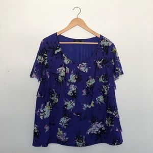 Apt 9 Purple Floral Ruffled Top